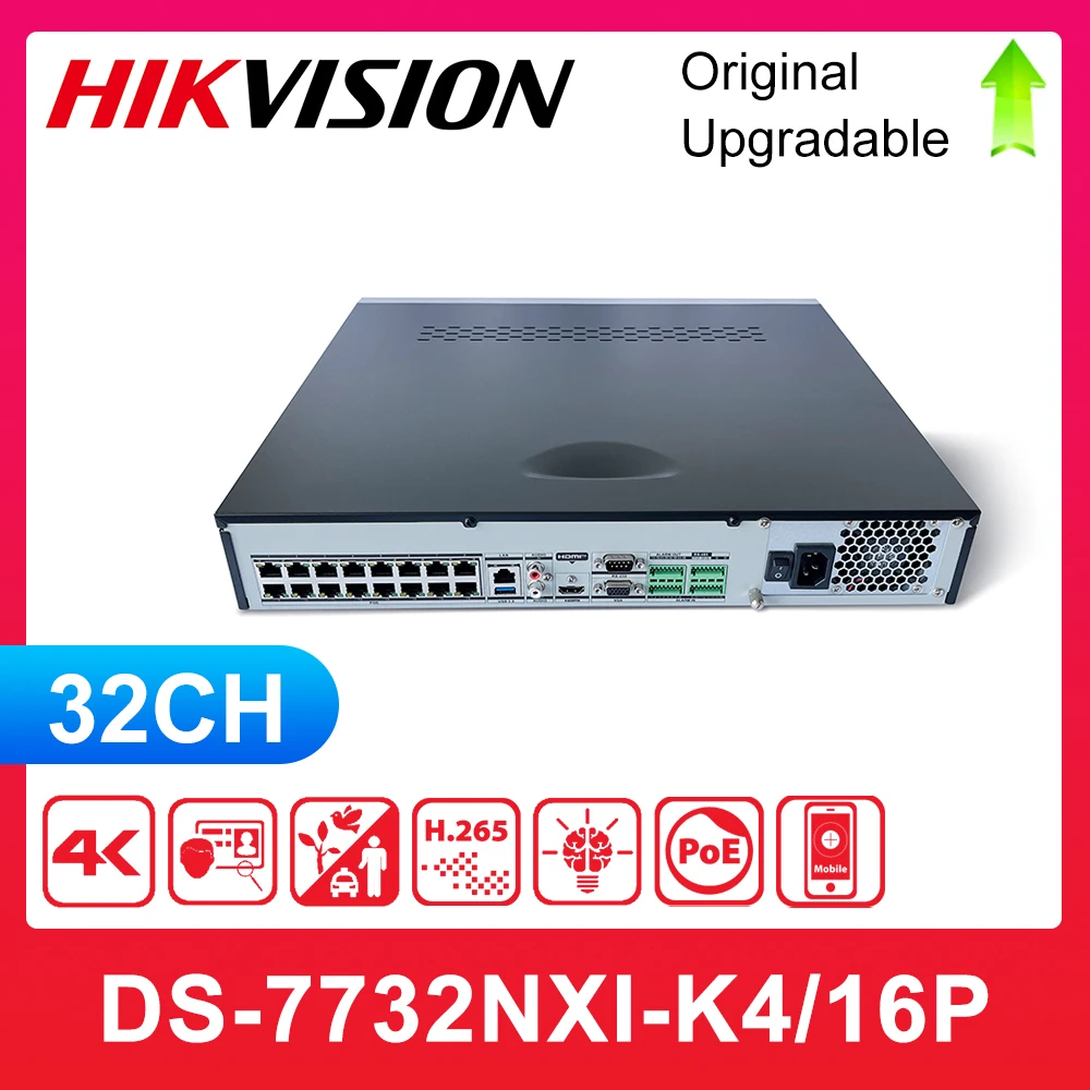 HIKVISION 4K 32CH AcuSense NVR DS-7732NXI-K4/16P H.265+ HDD CCTV Security Surveillance Network Video Recorder for IP Camera