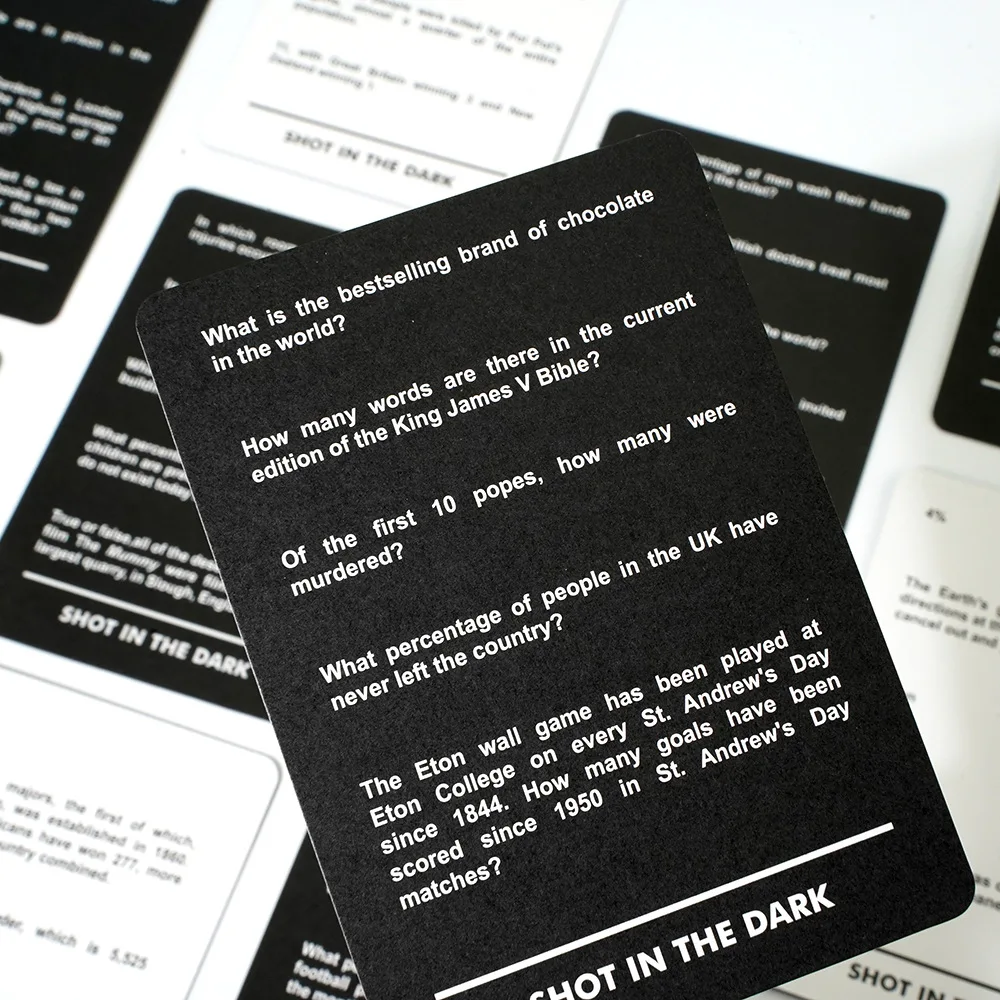 Shot In The Dark Card Game The Ultimate Unorthodox Quiz Game Fun Family For Adults Kids Party Game For Travel Board Games Night