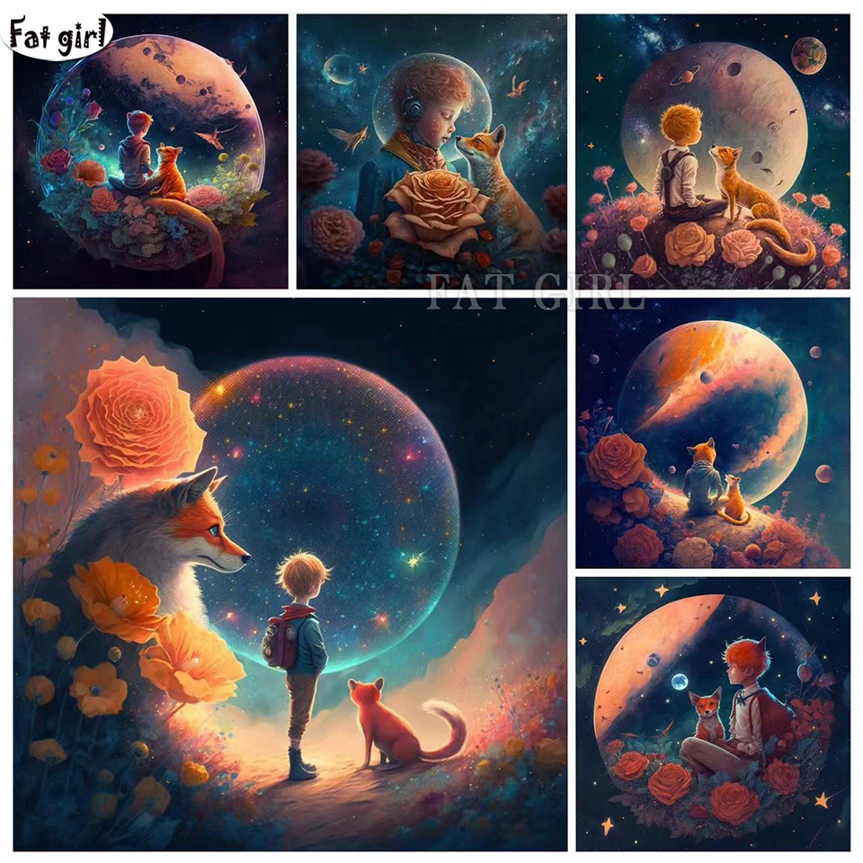 Diamond Embroidery The Little Prince and The Fox Mosaic Home Decor Diamond Painting Cartoon New Collection 2023 Rhinestones Gift