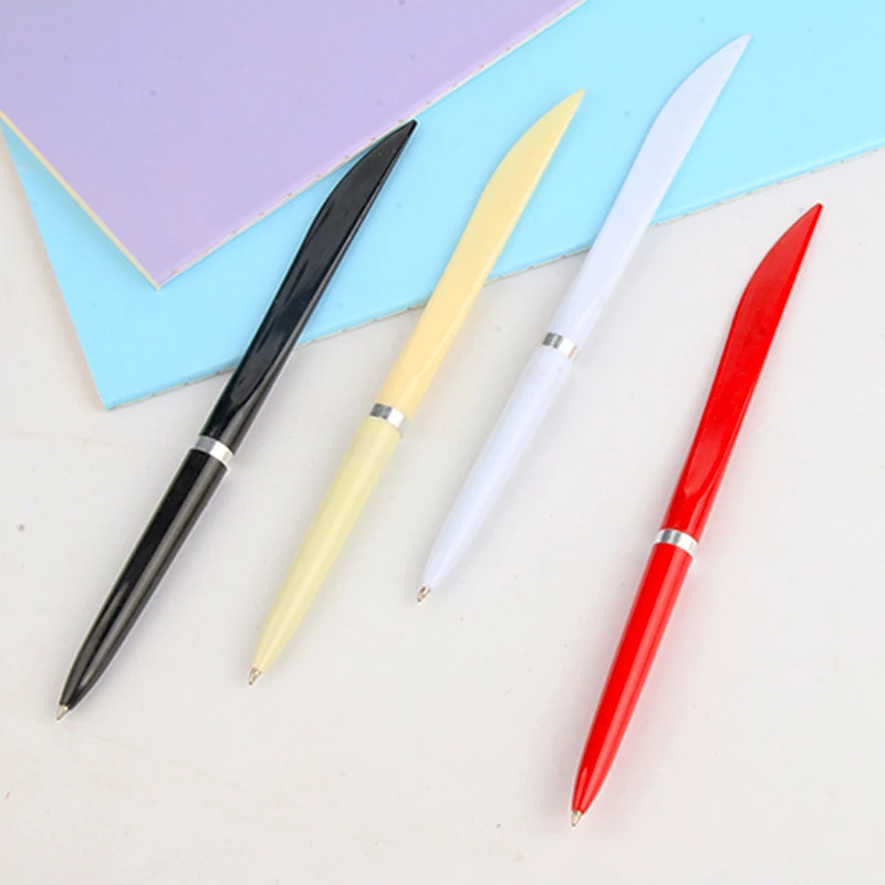 2 PCS Multi-functional Ballpoint Pen With Box Opener Safety Plastic Knife Cutable Pens Household Office Stationery Blue Gel Ink