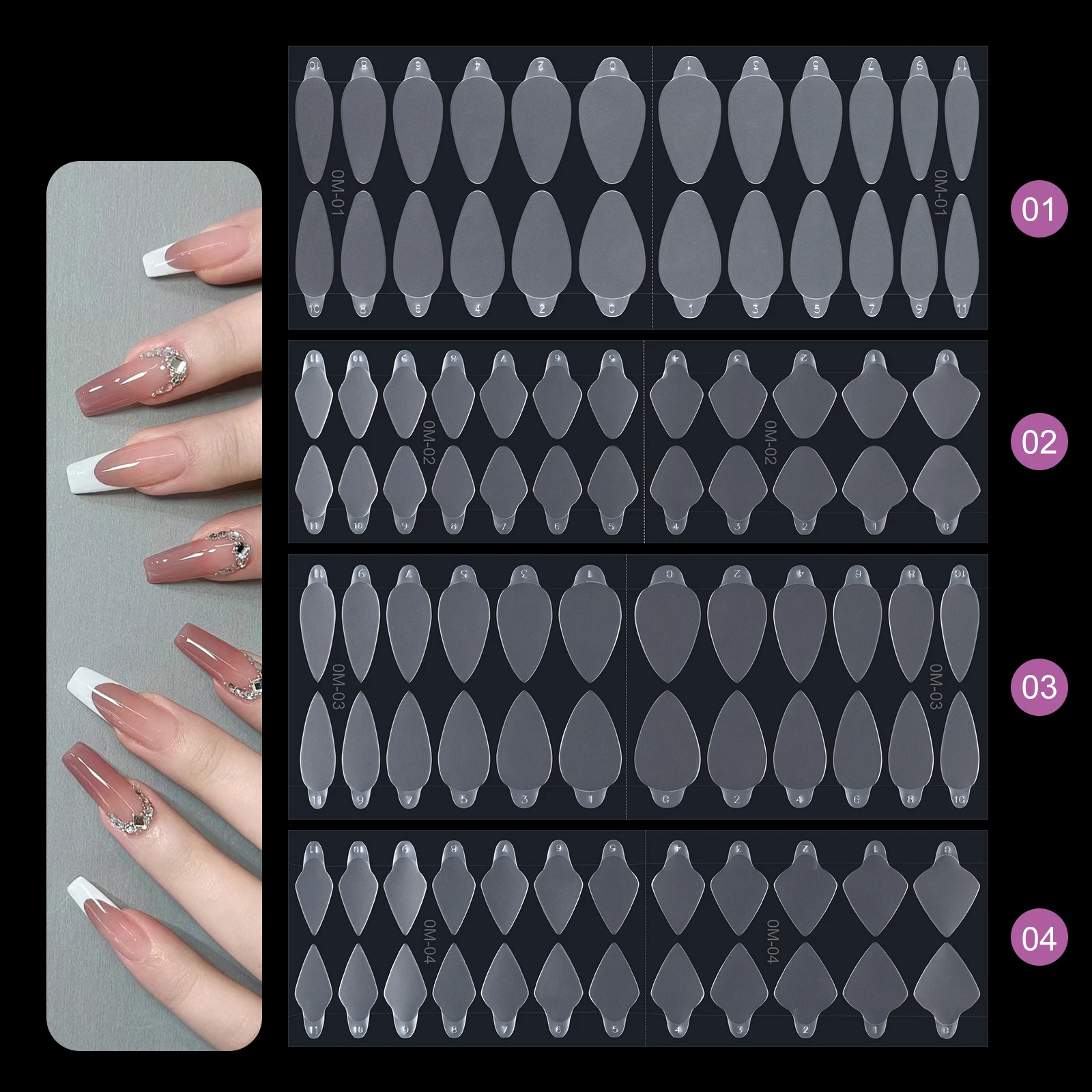 24pcs French Nail Line Stickers Reusable Silicone Pad Nail Forma Dual Sticker for Dual Forms Manicure Extension Mold Tools