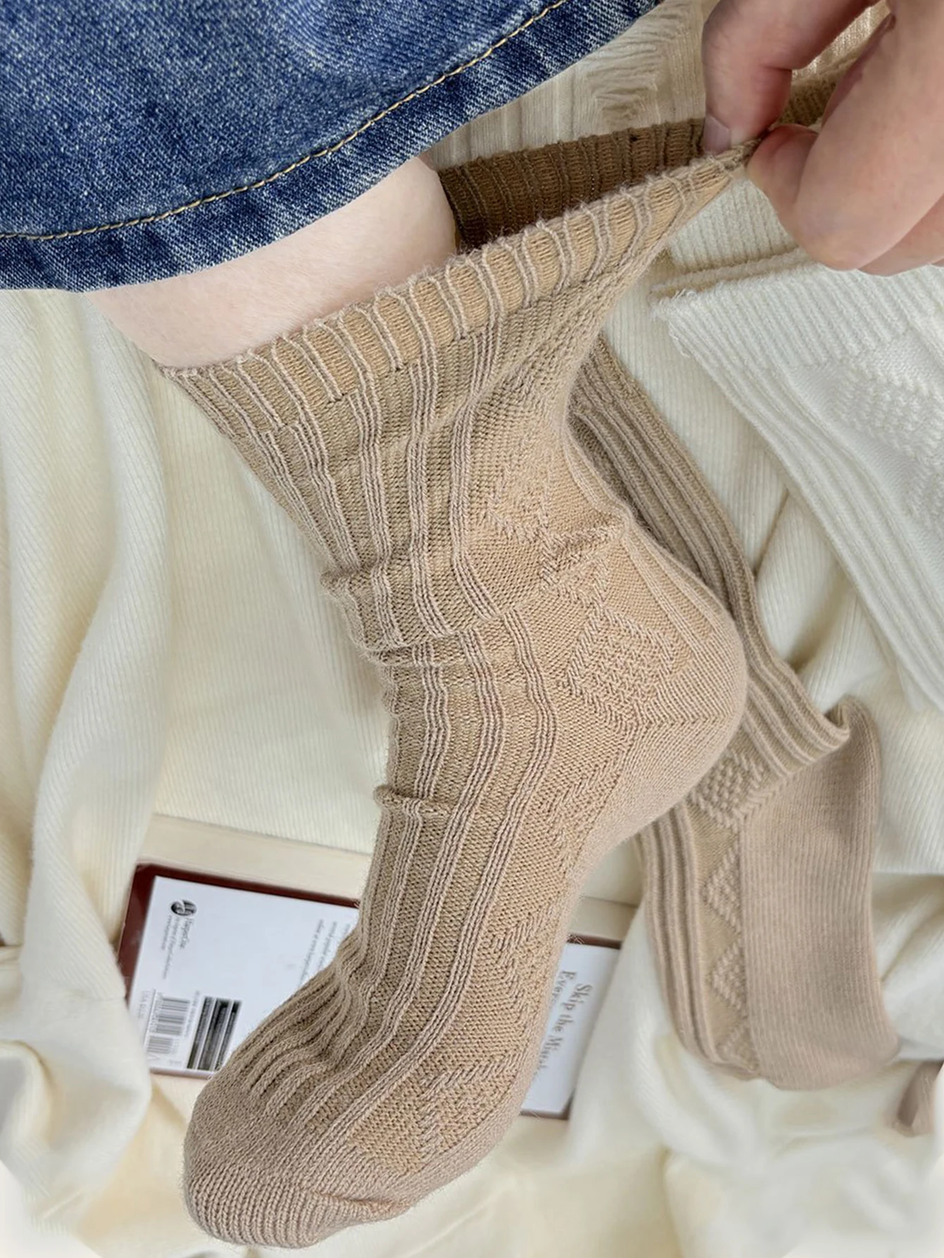 Зимние кашемировые шерстяные носки, женские зимние утепленные черные, белые комплекты, термомодные однотонные носки