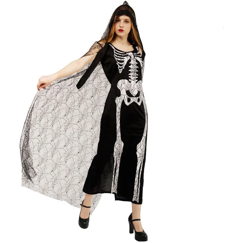 

Костюм скелета для взрослых Dr, костюм на Хэллоуин, ролевой костюм с черепом Dr, праздничная женская одежда со скелетом из кости призрака