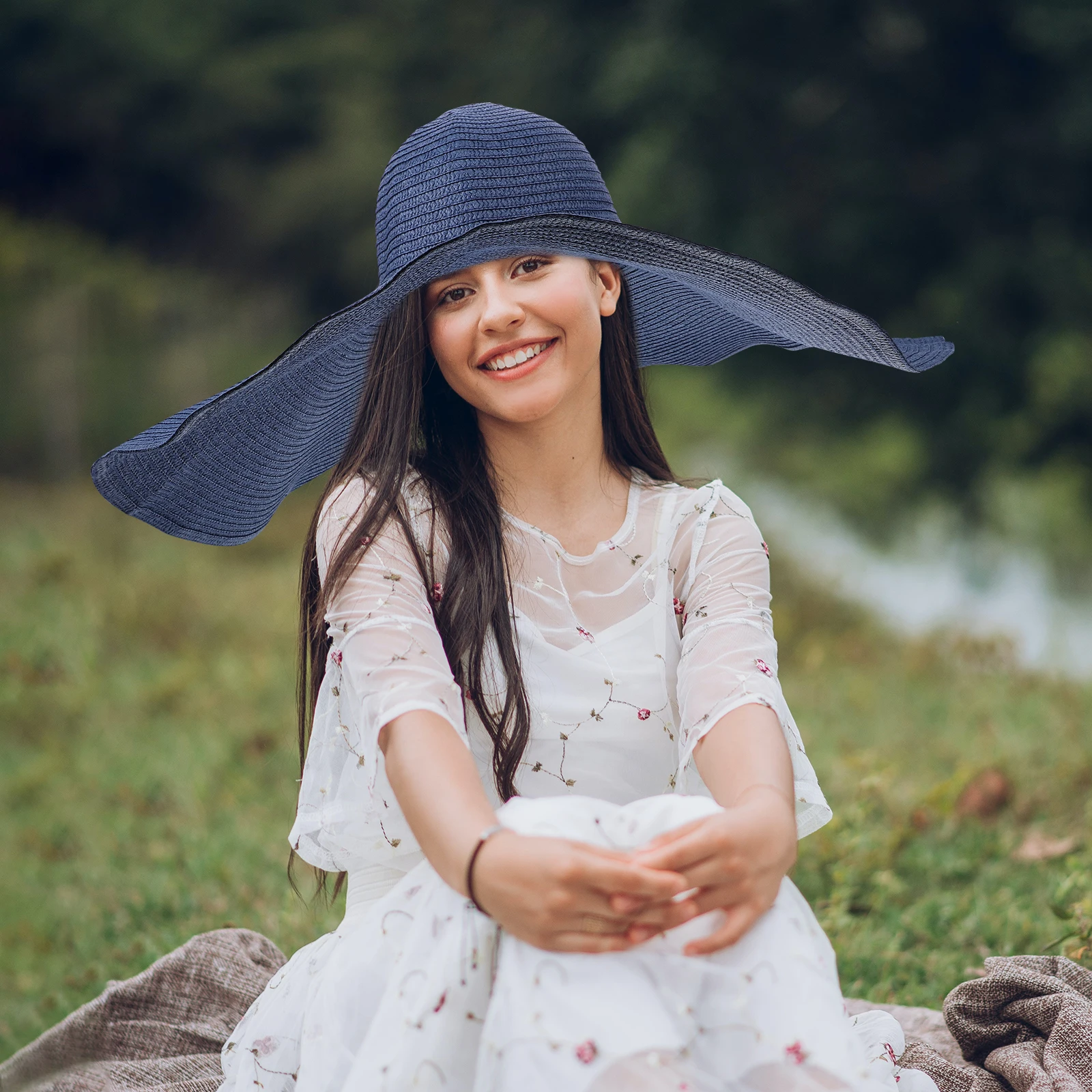 

Wide Brim Straw Hat Summer Beach Sun Hat for Women Lightweight Foldable UV Protection Vacation Travel Hats Seaside Resort