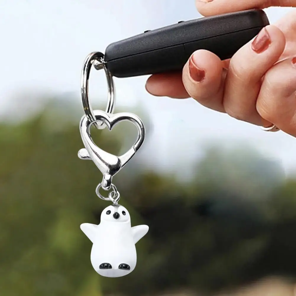 Heart Charm Keychain Penguin Charm Keychain Pendant with Heart Buckle Heart Decoration Keyring Backpack Accessory Decorative