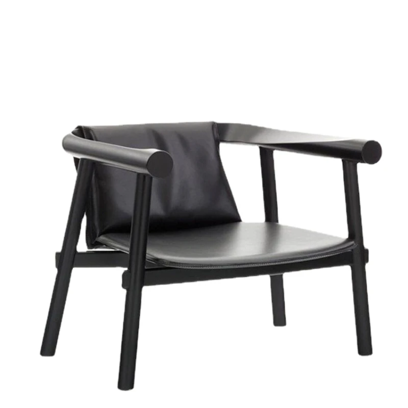 

Современное минималистичное черное кресло для отдыха ZC, одноместное кресло из массива дерева