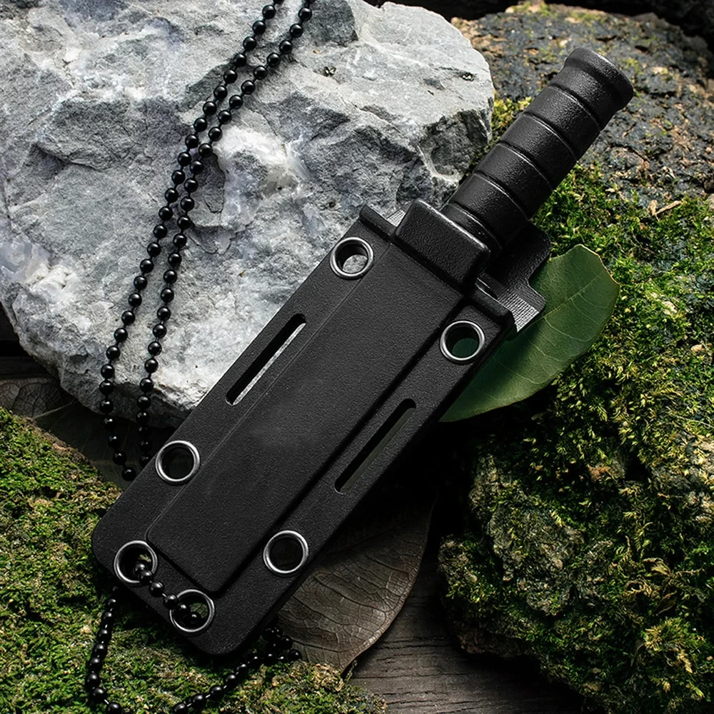 1PCS Mini Tactical Knife Portable Steel Keychain Pocket Knife Sharp Box Cutter Small Straight Fruit Knives EDC Tools