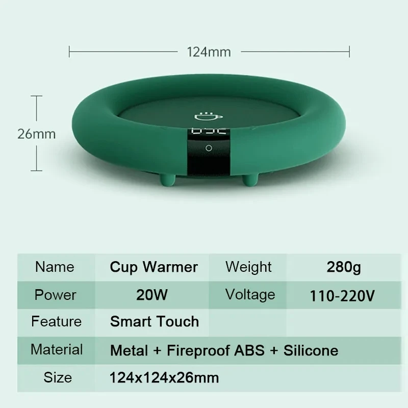 Calentador de tazas de café de 20W para uso en el escritorio de la oficina en casa, calentador de tazas de bebidas eléctrico, posavasos de calefacción, almohadilla de placa para cacao, té, agua y leche