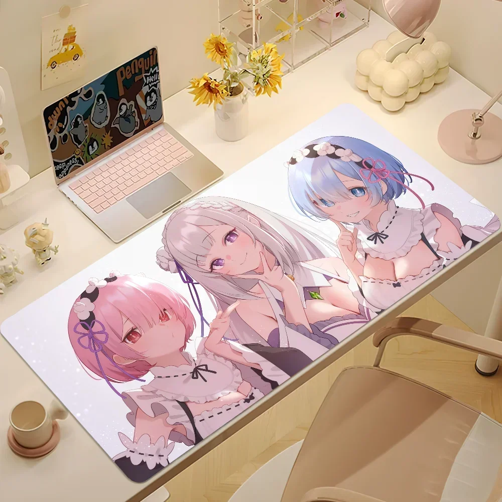 CIFBUY Re Zero Desk Mat, Rem Ram Cute Maid Character Mouse Pad for Gaming Desk Bedroom Office