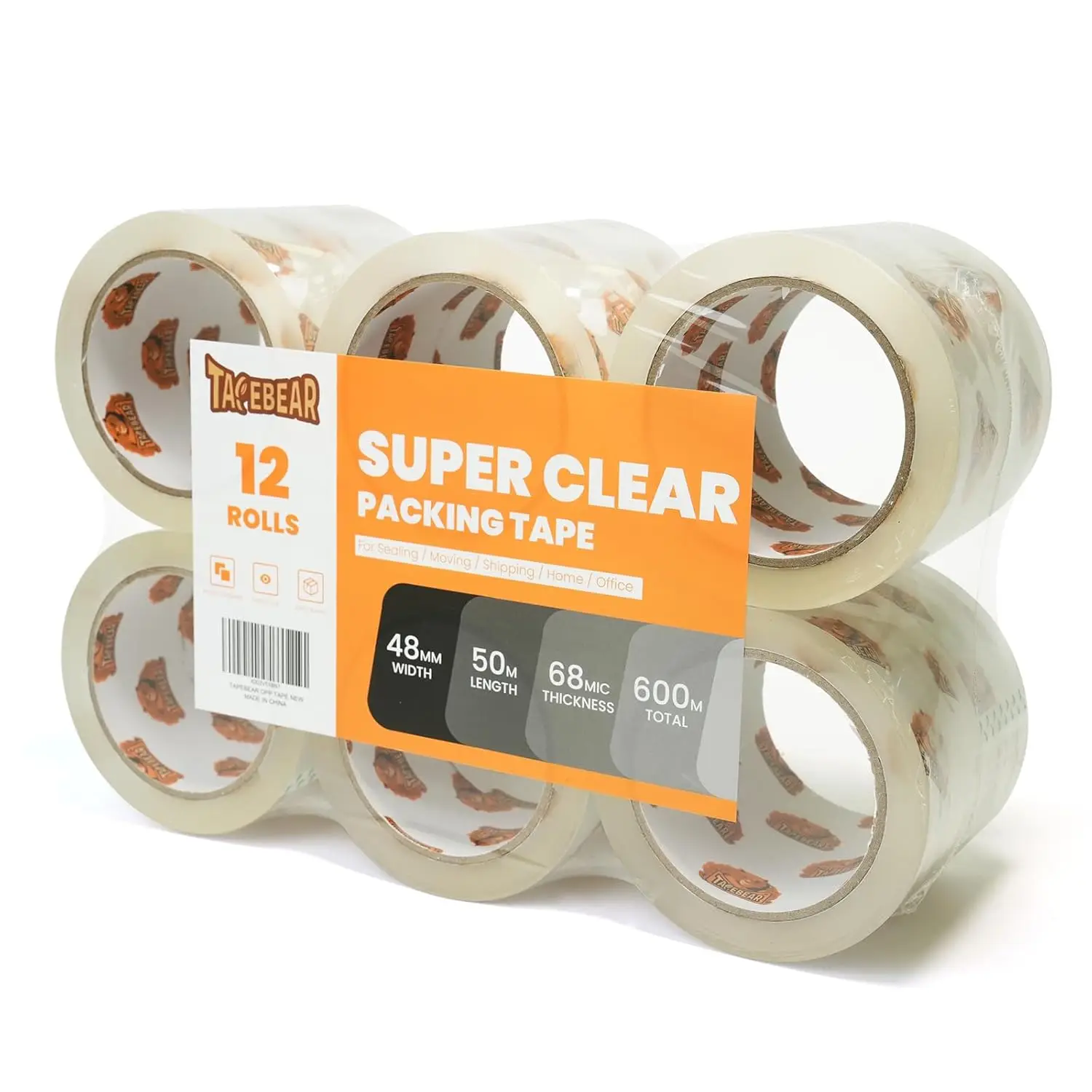 

Storage Packaging Tape 12 Rolls, Super Clear 2.7mil x 1.88" x 55 Yards Packing Tape Heavy Duty Tape Refills, Transparent
