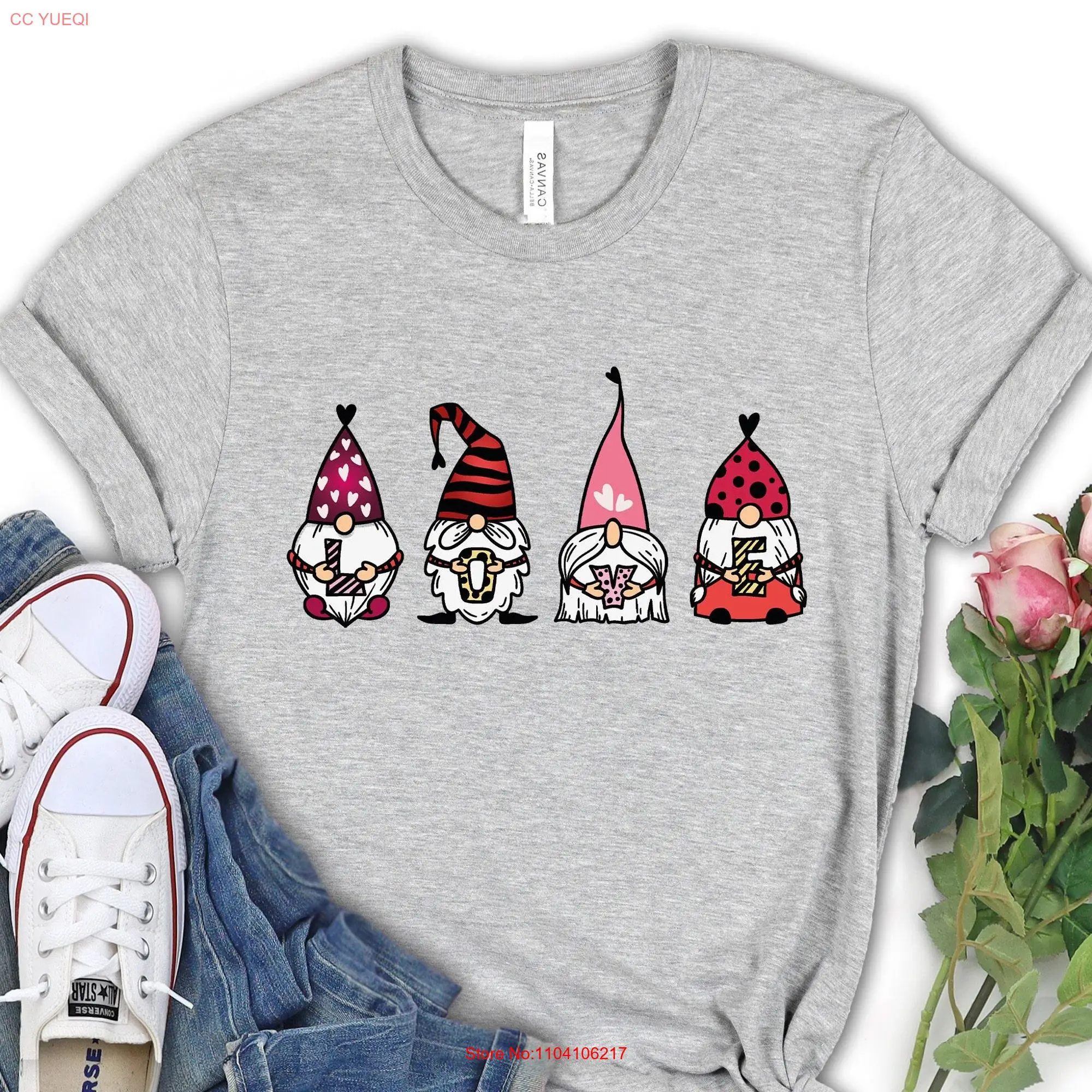 Valentine's Gnome T Shirt Valentines Day Valentine Gnomies SweaT Love long or short sleeves