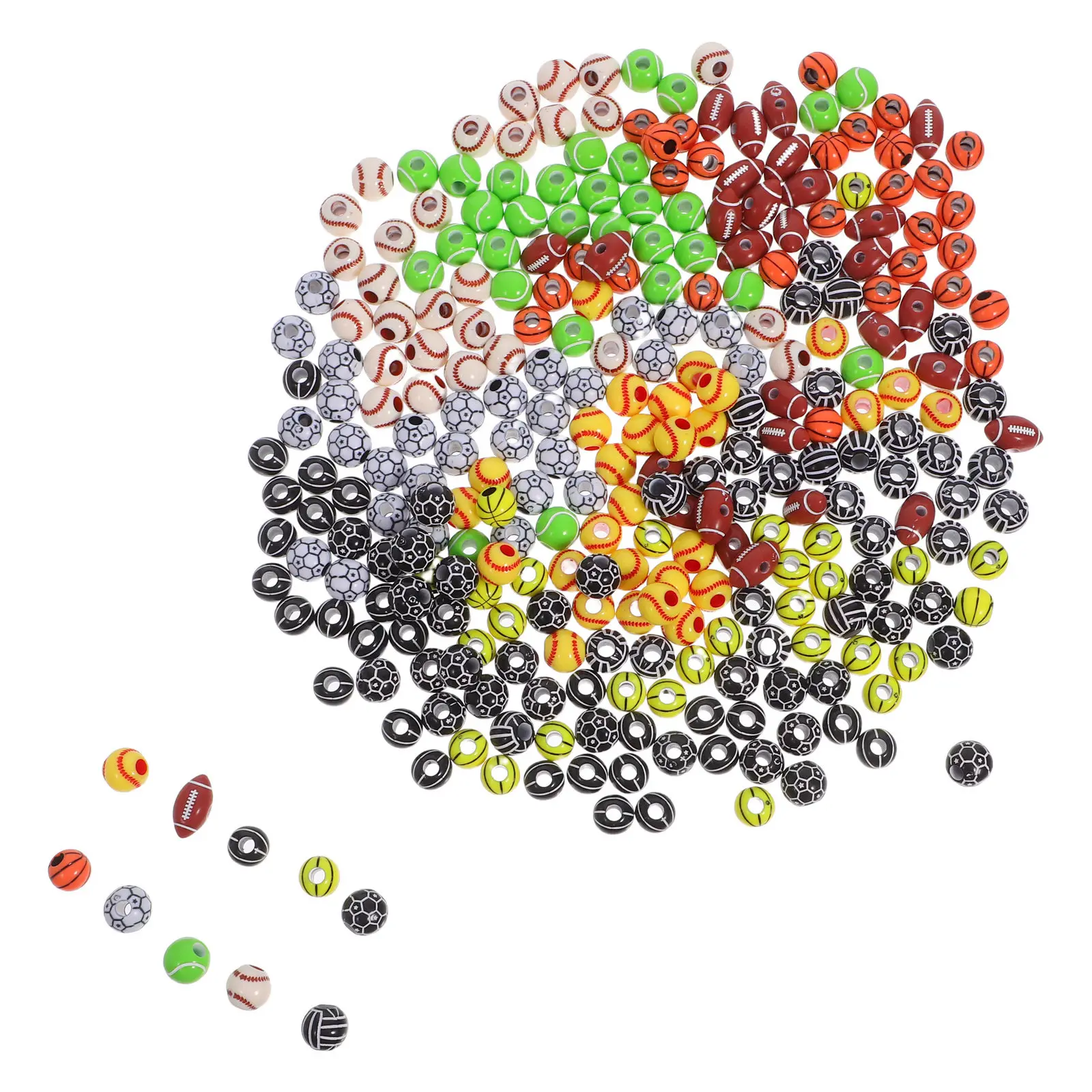 

300Pcs Sports Themed Loose Beads Acrylic Bulk Kit Large Hole Beads for DIY Jewelry Making Bracelets Necklaces Keychains
