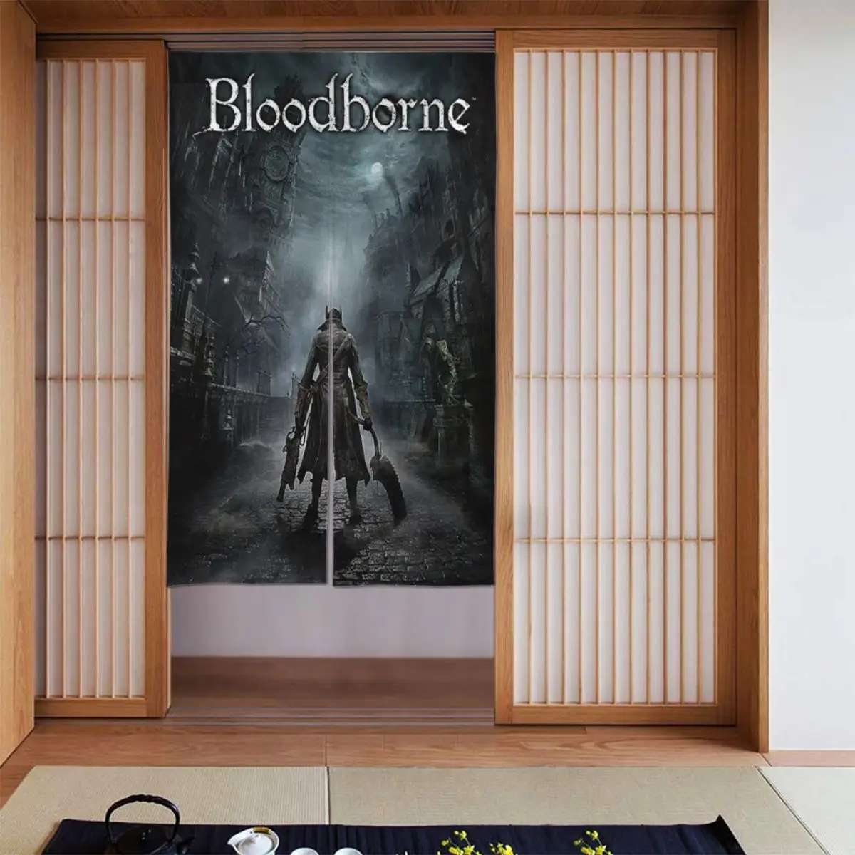 Cortina para puerta con diseño de juego de montaña Celeste, cortina rústica para puerta del hogar