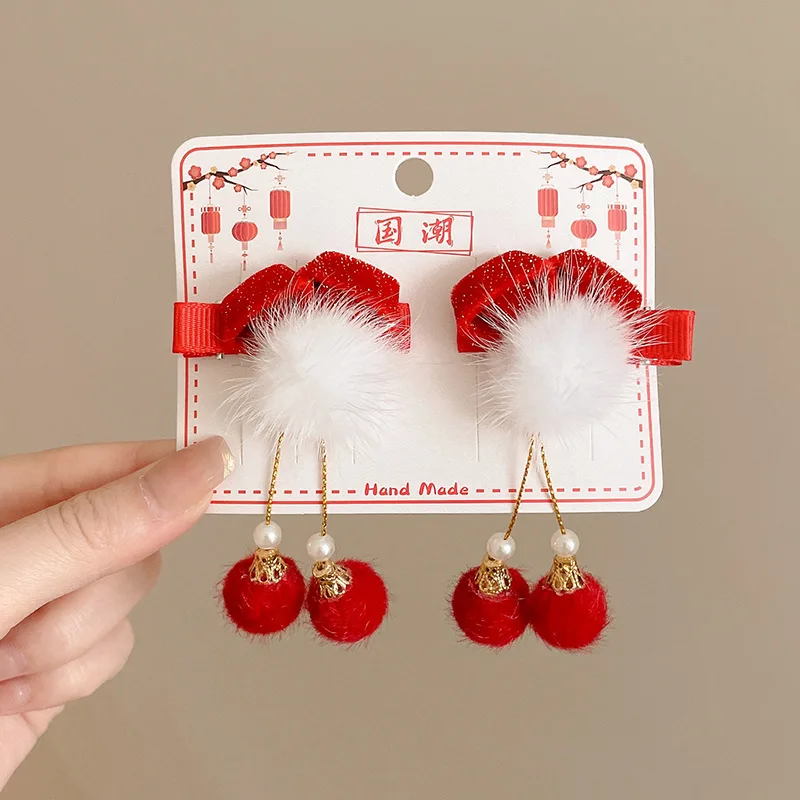 

New Year's Small Gifts for Children, New Year's Greetings Headwear, Bow Hair Clips, 2026 New Style Tassel Small Clips, Children's Gifts