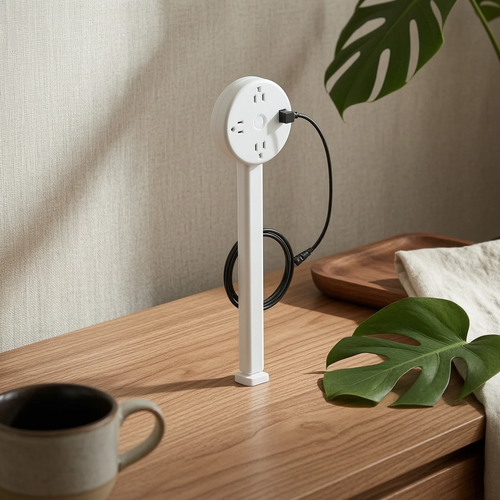 

Adjustable Plug Extender Desktop Tidy Flat Plug Outlet Extender Rotating Power Strip USB-C Charging Telescopic Power Strip