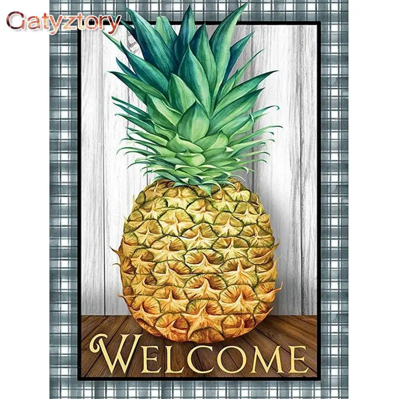 

GATYZTORY Modern Painting By Numbers With Frame Handmade Picture Drawing Pineapple Paint For Painting Home Decor Unique Gift