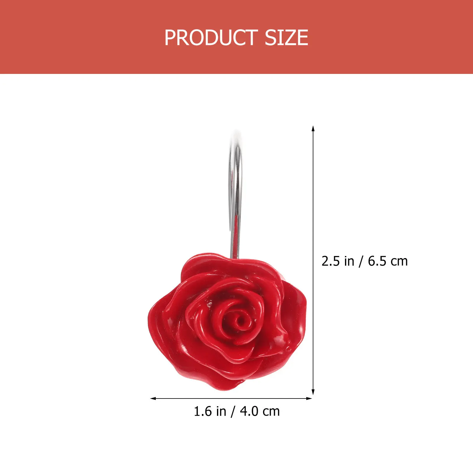 12Pcs Rose Shape Shower Curtain Hooks for Bathroom Living Room Bedroom Baby -30Mm Rod Fit Decorative Metal Curtain view 3