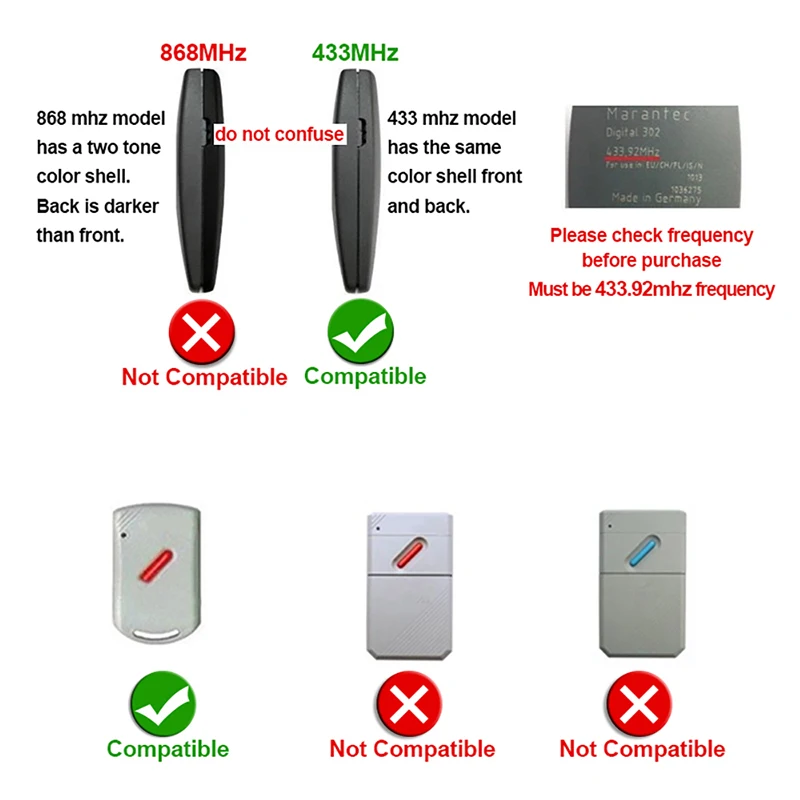 New MARANTEC Digital 302 313 304 211 212 214 221 222 224 231 232 Garage Door Remote Control 433.92mhz Remote Control Copier Key