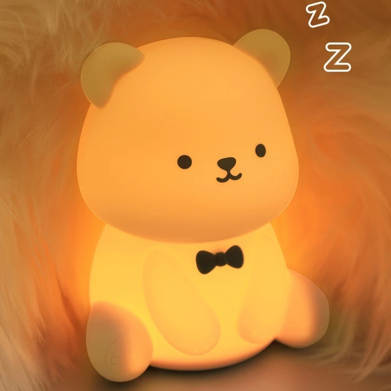 Bedroom Sleep with Silicone Night Light Creative and Personalized Design Cartoon Teddy Bear Cute Patting Light