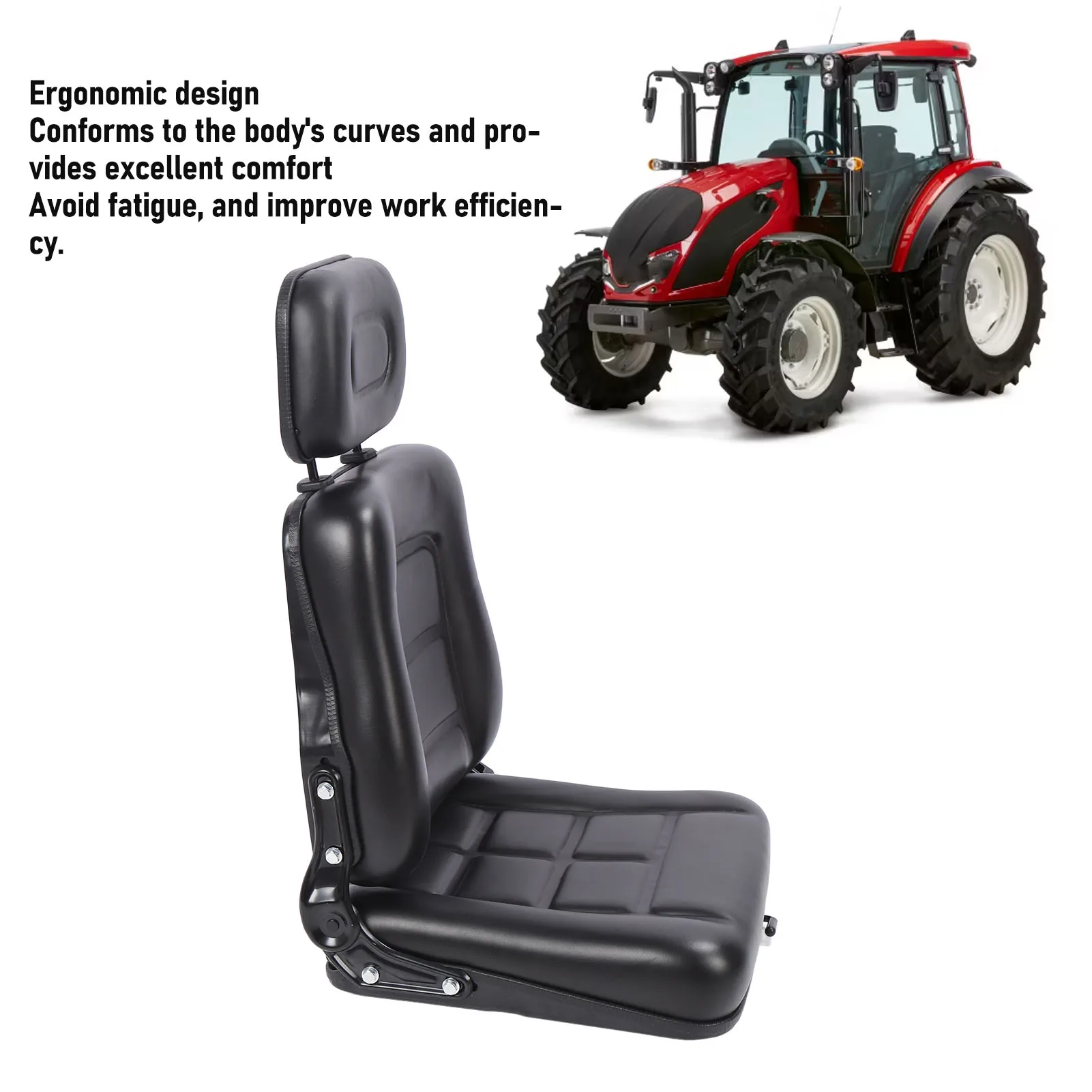 Excavator Seat  Ergonomic Anti Scratch Lawn Mower Seat 3 Level Adjustable Headrest PVC Leather for Skid Loader