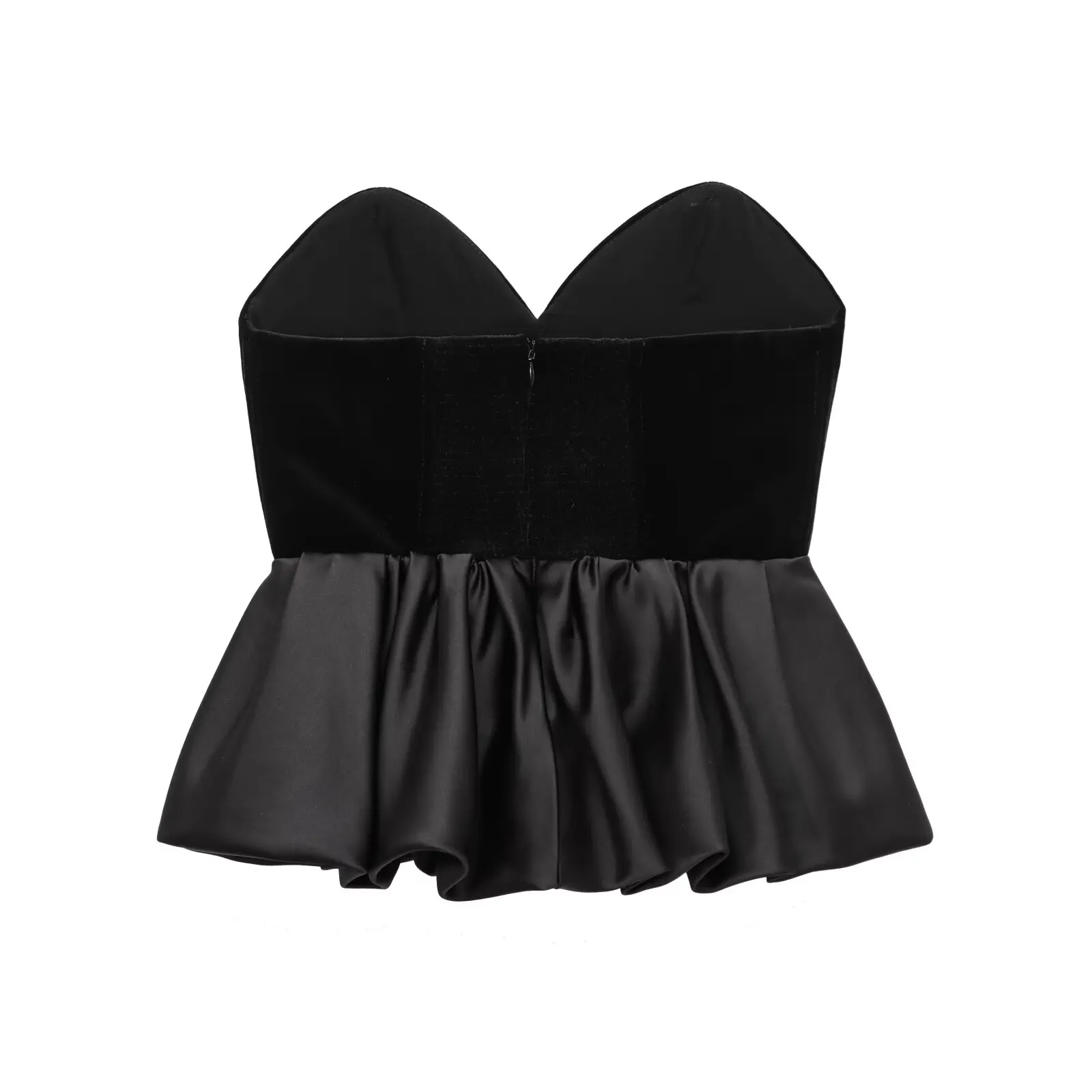 Jenny&Dave Minimalist Women's Velvet Patchwork Strapless Top Tight Corset Women Elegant Sexy Party Off Shoulder Shirt