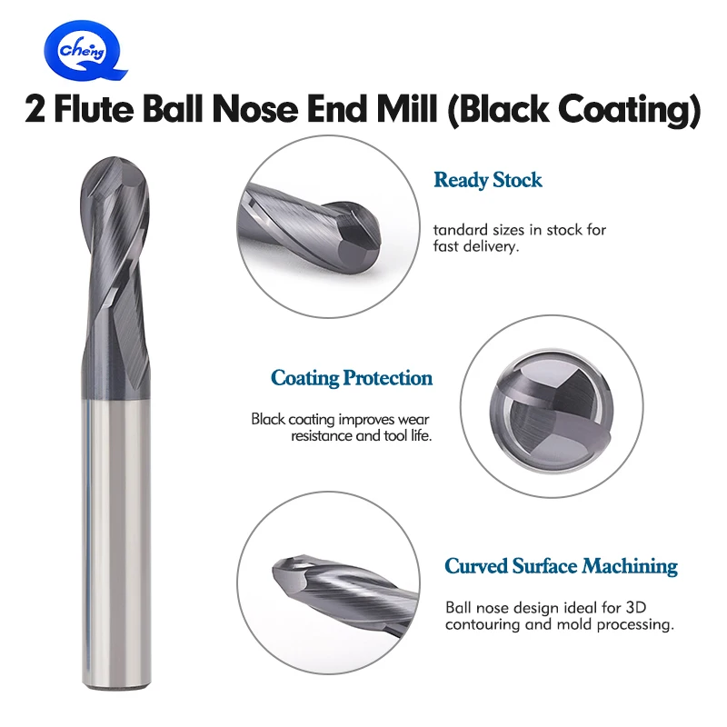 

Two Flute HRC55 Ball Nose Tungsten Steel Hard Alloy Special For Stainless Steel, Steel, Aluminum R-Milling Cutter