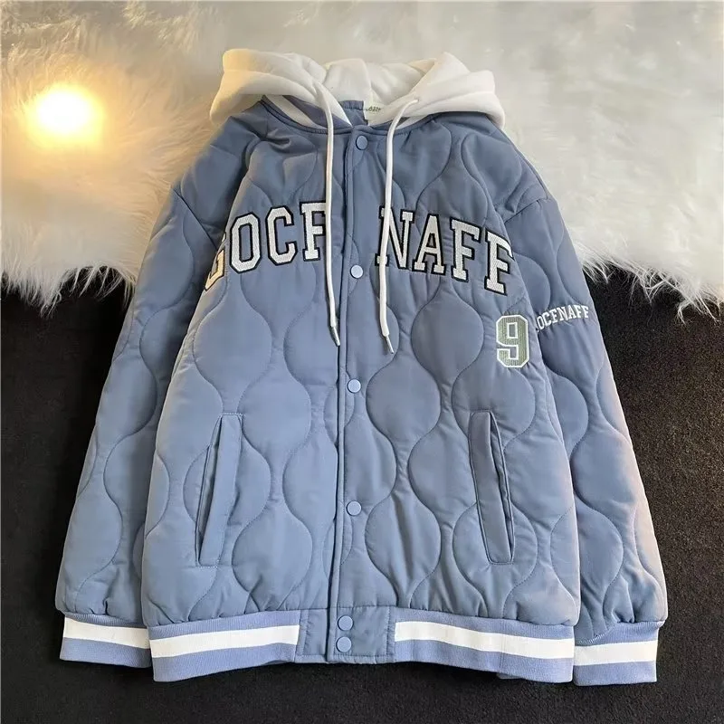 

Diamond grid cotton jacket men's winter thick cotton jacket retro baseball jacket youth coat winter cotton jacket