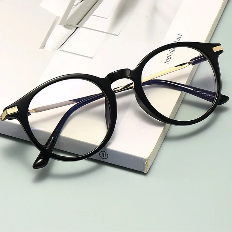 Men's Lightweight Reading Glasses Trendy Retro Round Frame Presbyopia Male Women Anti-blue Far Sight Eyewear Glasses 0 To +4.0