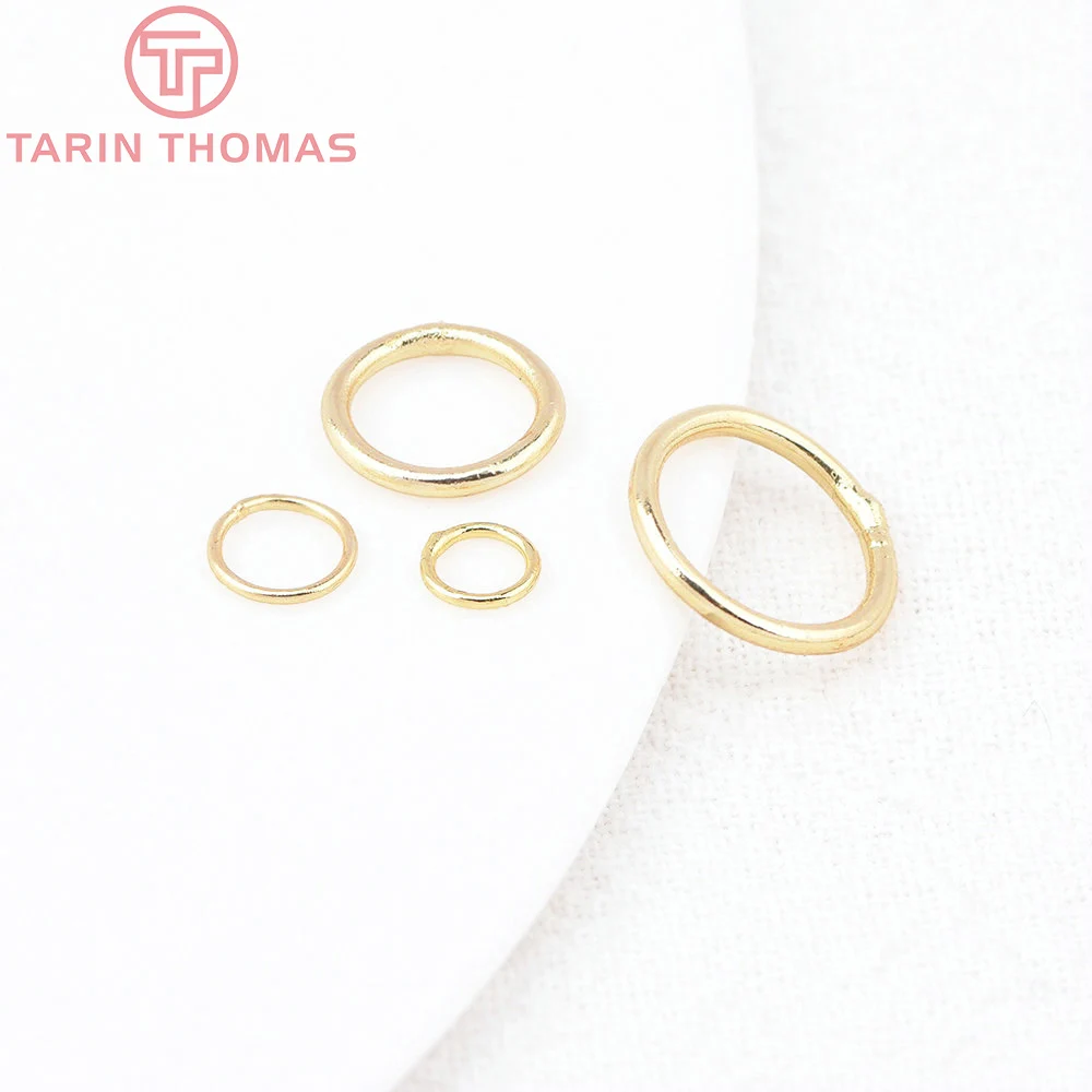 (8881) 50PCS 18K Gold Color Plated Brass Jump Rings Closed Rings Jewelry Finding Earrings Connector Ring Accessories Wholesales