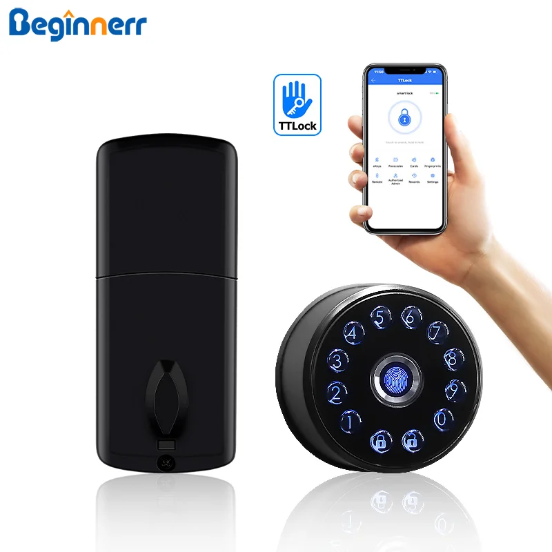 

TTlock Automatic Smart Deadbolt Door Lock Fingerprint physical Keypad PinCode Card Voice control Alexa Google home digital lock