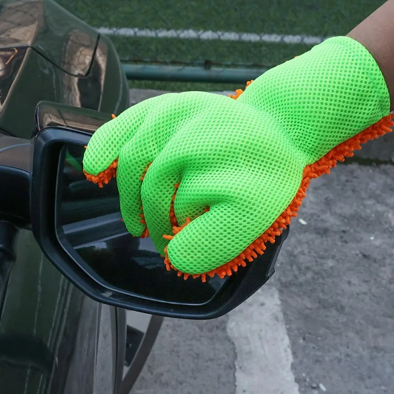 Double-sided Microfiber Car Wash Gloves Multifunctional Cleaning Brush Detailing Washing Gloves Home Use Car Cleaning Tool