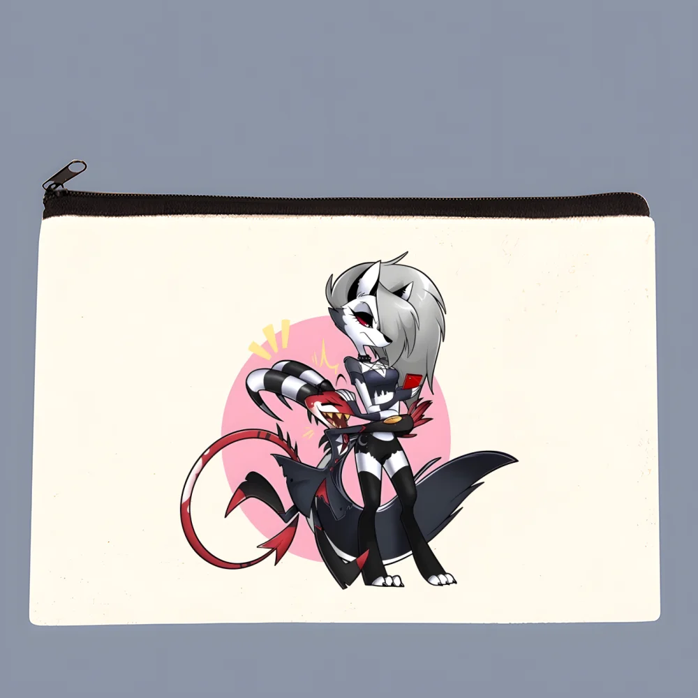 helluva boss loona  Cute Solid Color Canvas Coin Purse Small Fresh New Zipper Key Bag Hand Gift Bag