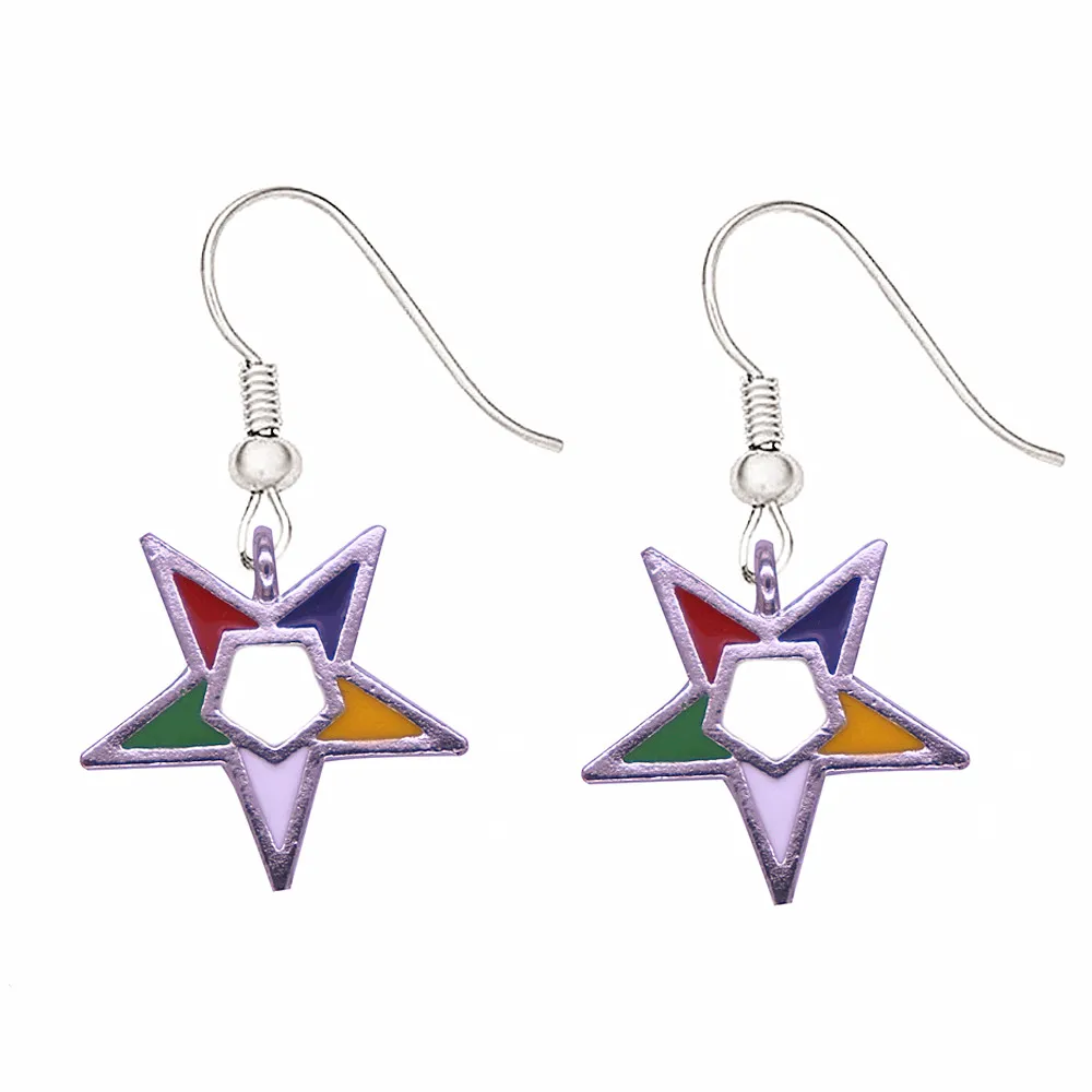 Factory Directly Sale Trendy Metal Greek Sorority Symbol Order Eastern Star Best Social Mason OES Earrings Jewelry