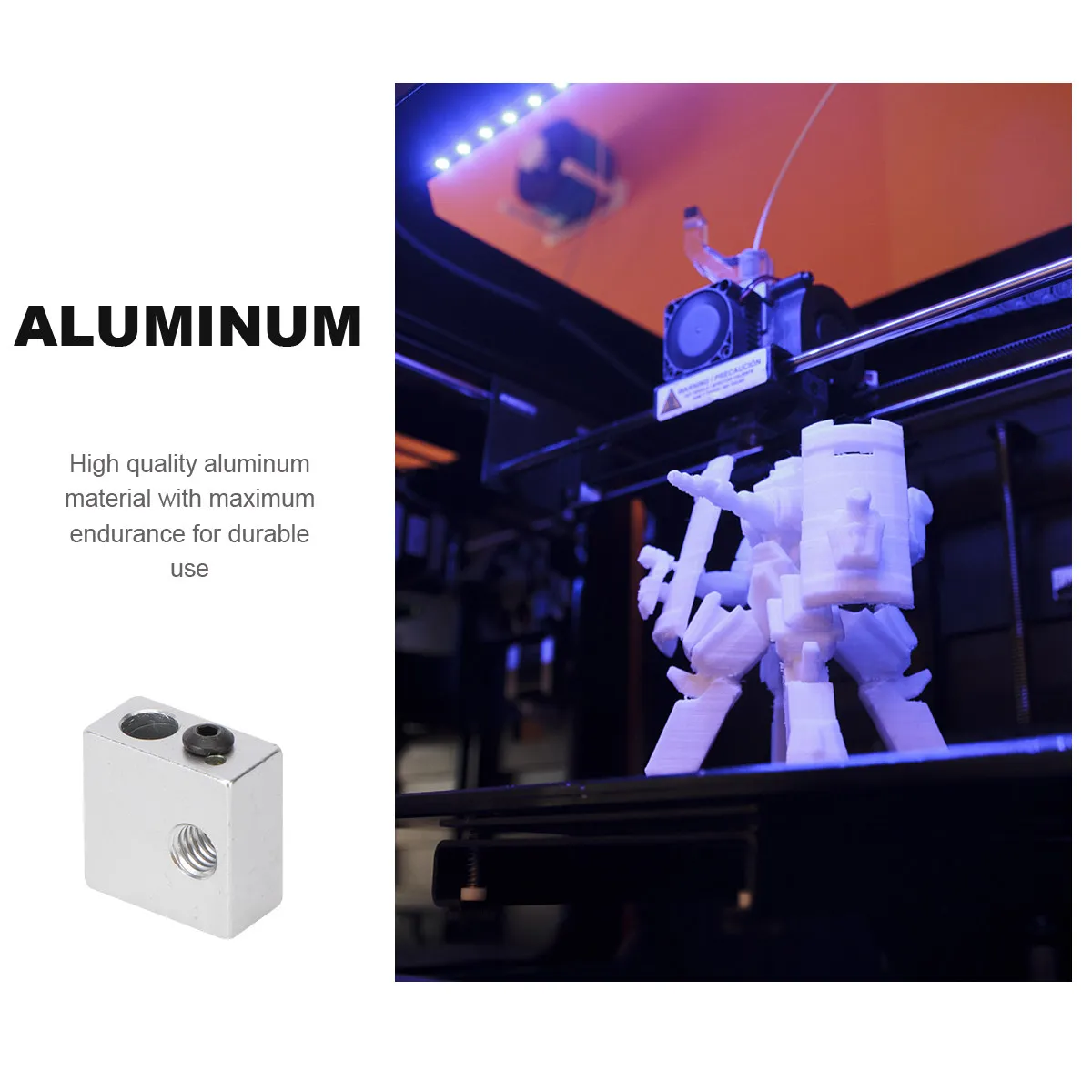 

5Pcs High Performance Heater Block for 3D Printer Aluminum Print Head Replacement for Mk7 Mk8 Long Service Life