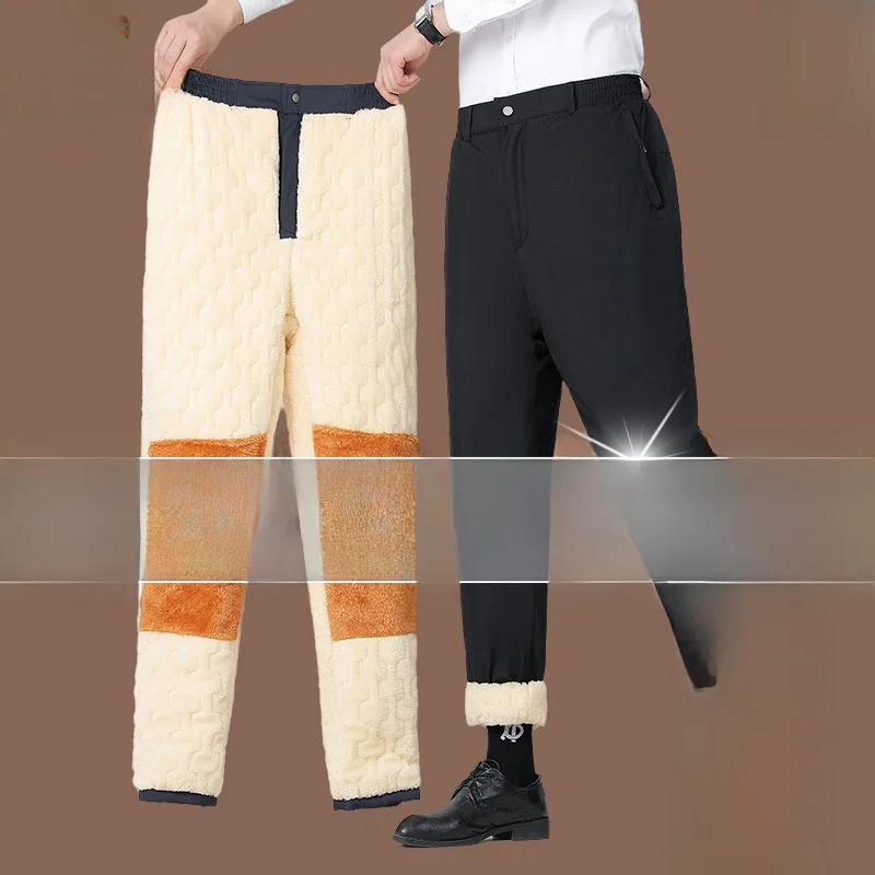 

Мужские брюки Pierre Cardin из ультратонкого бархата, зимние теплые хлопковые брюки с высокой талией, прямые повседневные брюки на молнии