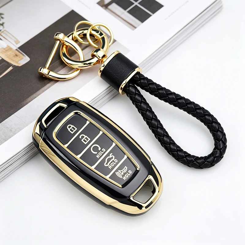 5 Buttons TPU Car Key Case Cove for Hyundai I30 Ix35 KONA Encino Solaris Azera Grandeur Ig Accent Santa Fe Palisade R Keychain