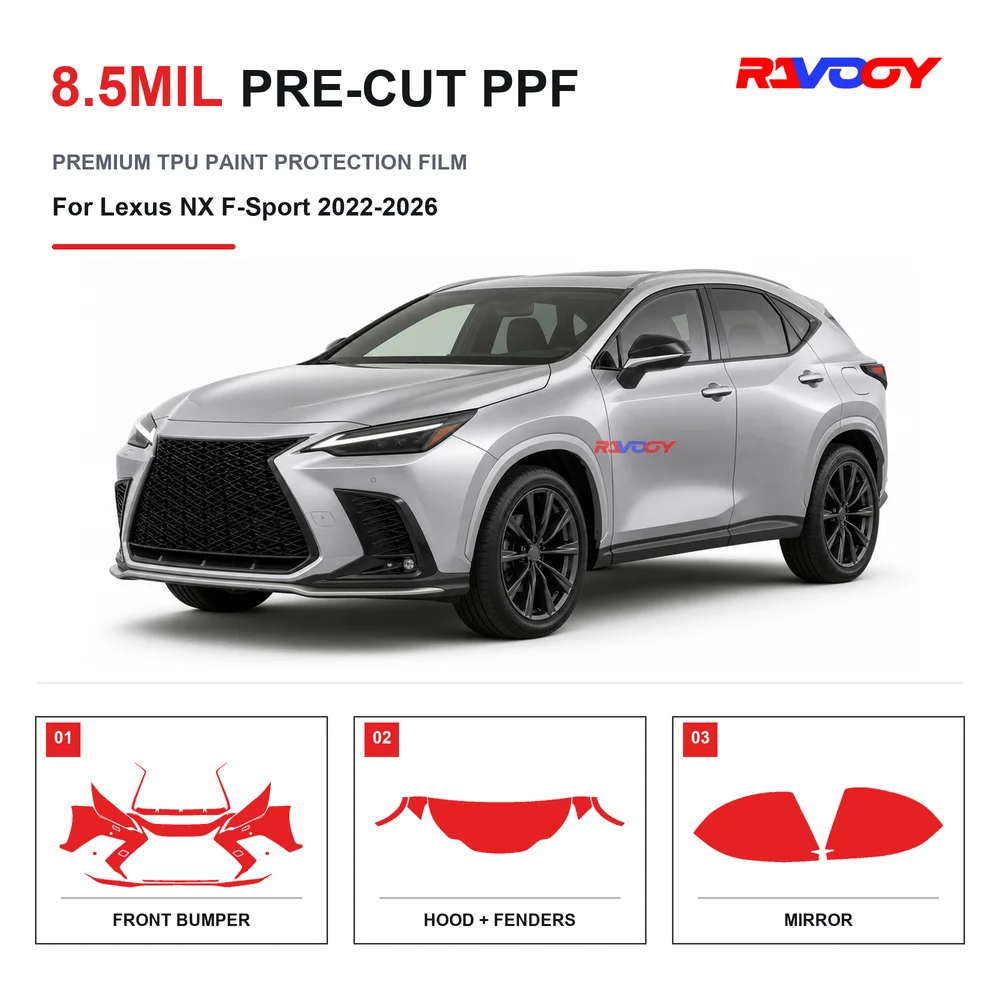 Precut PPF For Lexus NX F-Sport 2022-2026 8.5mil TPU Clear Paint Protection Film Self Healing Hydrophobic UV Stone Chip Guard