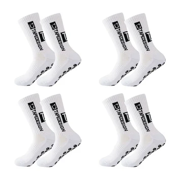 4Pairs/Lot Non-slip Silicone Bottom Football Socks Mens Sports Socks Breathable Soccer Socks Rugby Tennis Volleyball Yoga Socks