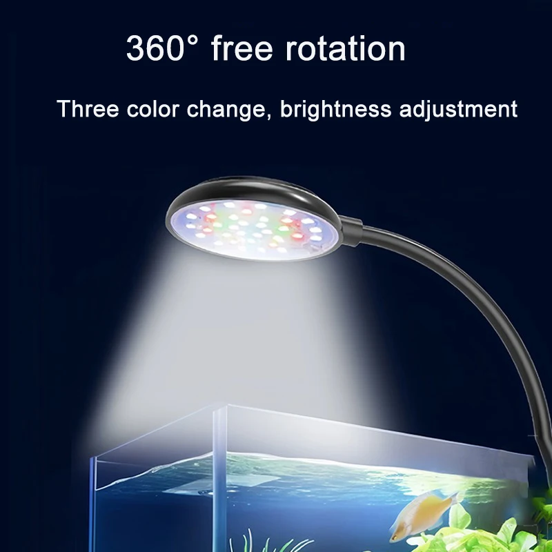 USB Aquarium LED Lamp Fish Tank Light Decor Aquatic Plant Multiple Modes Dimmable Lightness Full Spectrum Mini Clip Light 5V