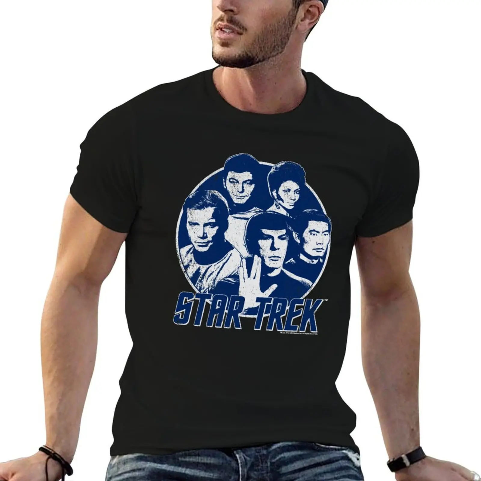 Star Trek Original Series Distressed Portrait T-Shirt Casual Loose Fit Summer Tee Shirt