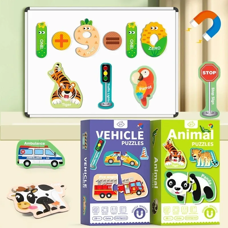 Magnetic Refrigerator Sticker Cartoon Animals Large Magnet Letters Alphabet Uppercase ABC Learning Spelling Educational Toys
