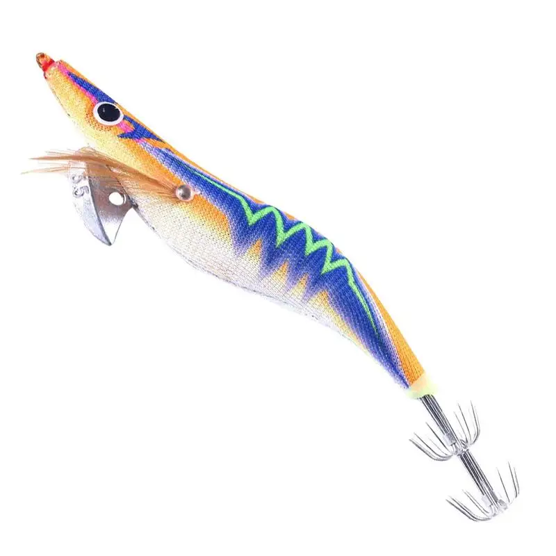 Squid Lure Squid Bait Wooden Shrimp Hook With Glow Effect Flexible Swimming Realistic Shrimp For Cod Snapper Snakehead Fish