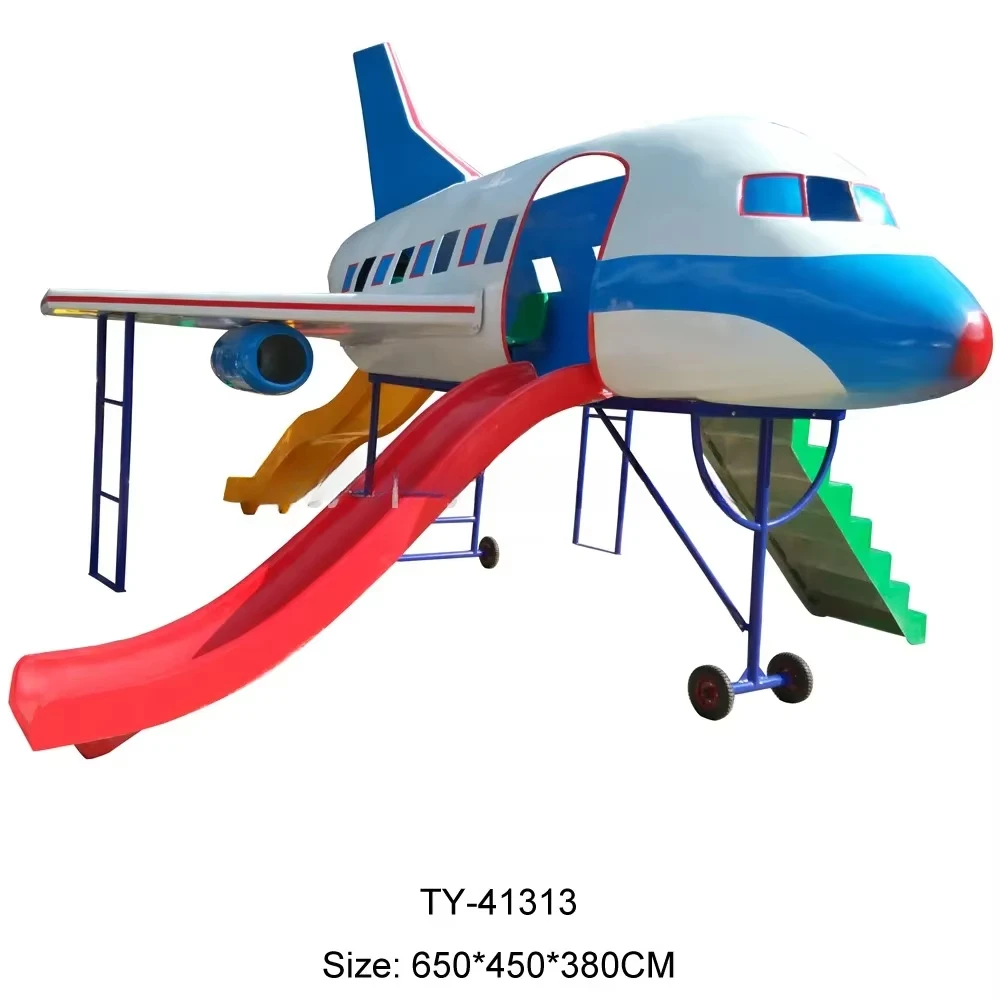 Hot Selling Outdoor Playground Equipment Small Kids Model Fiberglass Airplane Plastic Slides