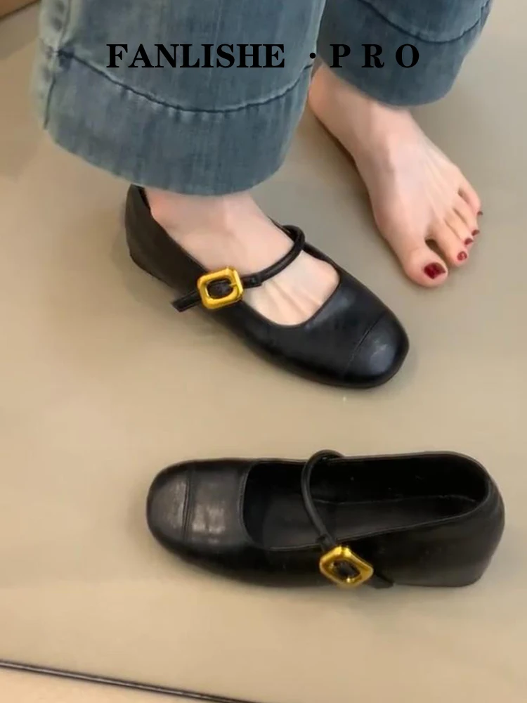 lamb-leather-version-mary-jane-oes-women's-retro-bla-high-heels-commuter-ballet-flat-oes-korean-sle-round-toe-slip-on