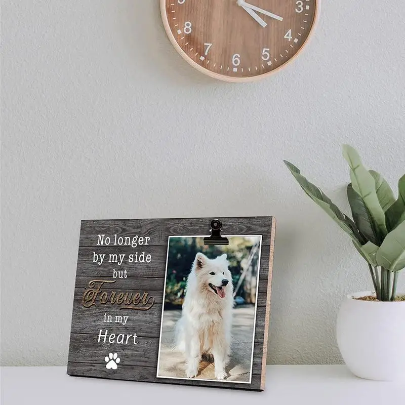 Pet Frame Engrave Personal Wooden Dog Picture Frame Pet Collar Memorial Sympathy Gifts Picture Frame Home Decoration