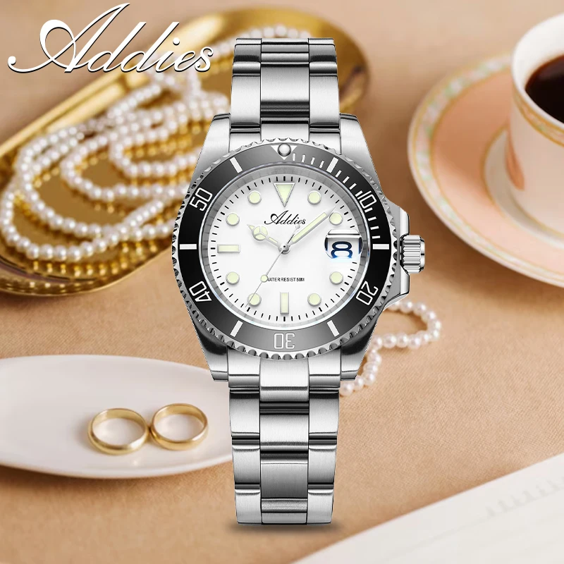 ADDIES Jam Tangan Pasangan Mewah 36Mm BGW9 C3 Jam Tangan Kuarsa GM12 Super Bercahaya 316L Baja Tahan Karat 50M Jam Tangan Menyelam Tahan Air Baru