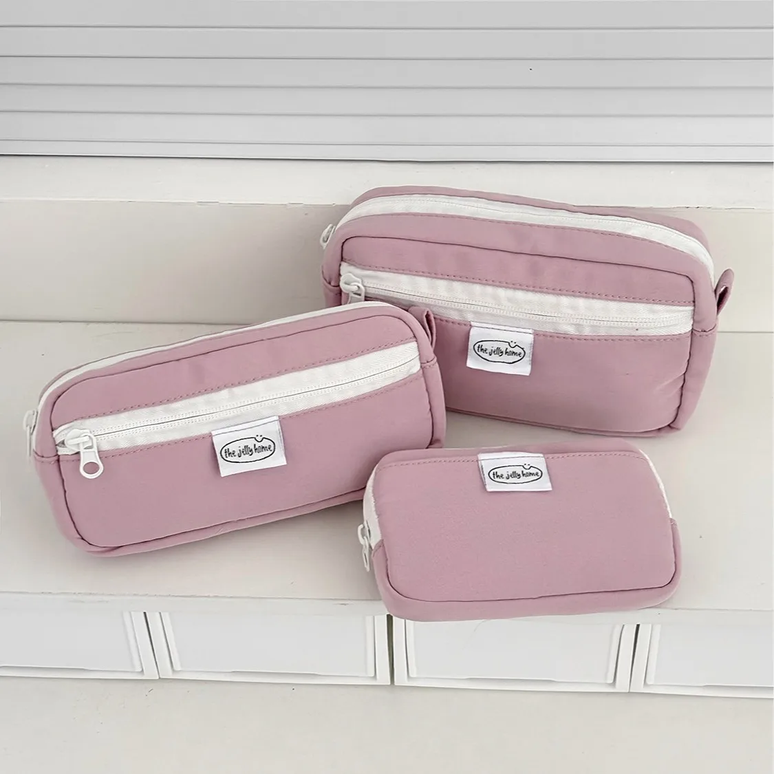 

Smile Logo Pencil Bag, Korean Style Solid Color, Multi-Layer Portable Student Stationery Pouch Pencil Case for School & Travel