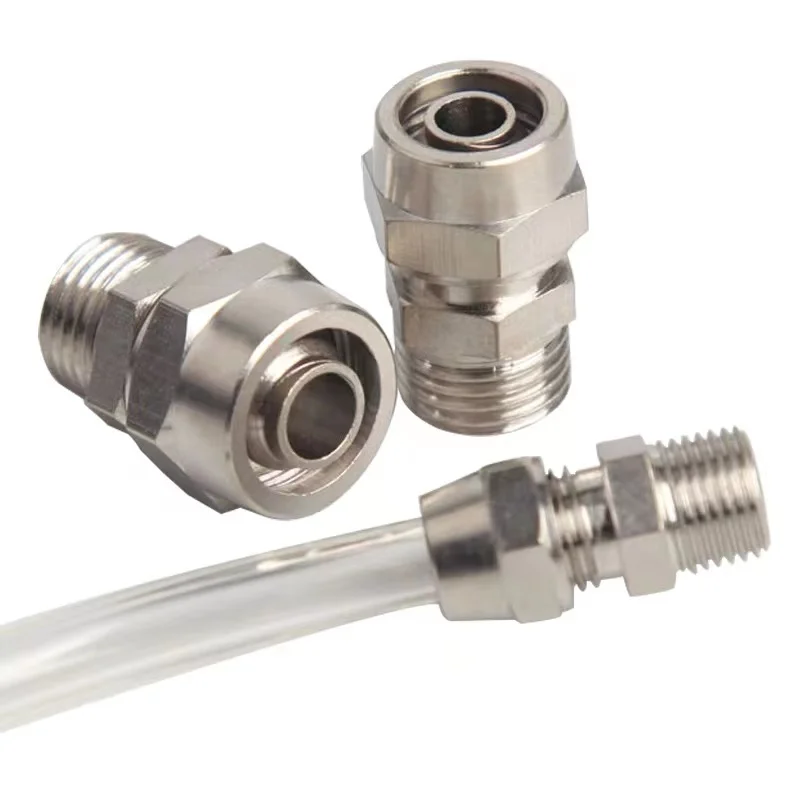 10PCS Pneumatic fitting  Copper nickel plated connection , PC micro connectorelbow PE4 PV6 PZA8 PU10