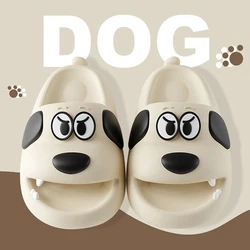 Feslishoet Cute Cartoon Dog Woman Thick Slippers Soled EVA Non Slip Slides Bathroom Summer Comfy Shoes Indoor Outdoor Man Sandal