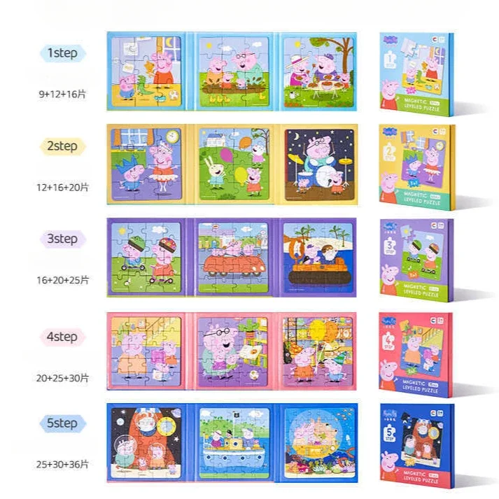 Kawaii Peppa Pig Magnetic Puzzle Children Cute Cartoon Anime Baby Early Education Advanced Magnetic Puzzle Books Toy Girls Gifts